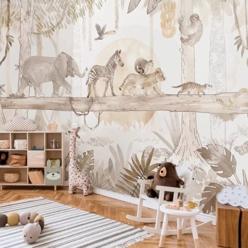 tapeta dla dzieck safari animals sepia (1).jpg