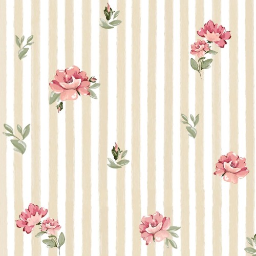 Tapeta do pokoju dziewczynki róże i paski (1).jpg