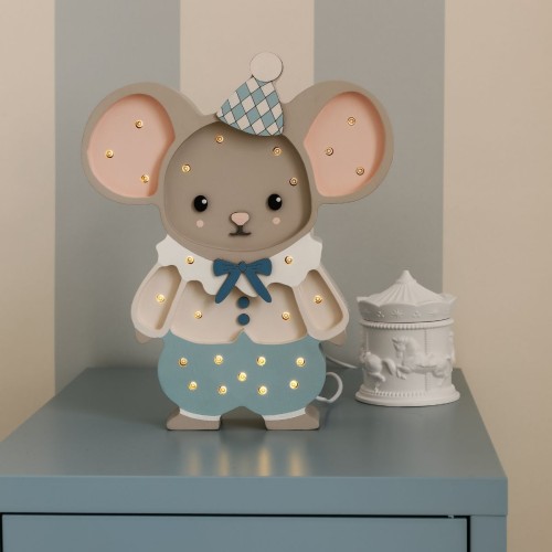 Lampka nocna dla dziecka Myszka Felix Little Lights – drewniana lampka LED do pokoju dziecięcego.