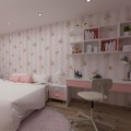Tapeta dziewczęca Pastel Flowers z delikatnymi różowymi paskami marki Dekorillo w pokoju dziecka