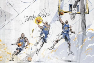 MALUMI BASKETBALL BLUE - PRÓBKA TAPETY 