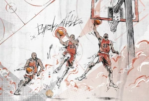 MALUMI BASKETBALL RED - PRÓBKA TAPETY 