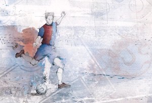 MALUMI SOCCER RED AND BLUE - PRÓBKA TAPETY 