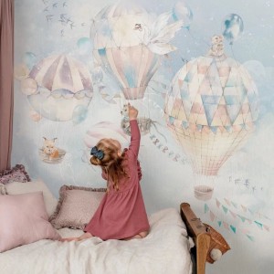 MALUMI - TAPETA DLA DZIECI Z LATAJĄCYMI BALONAMI BALLOONS RAINBOW
