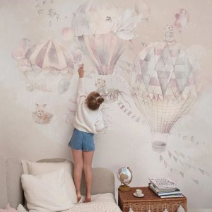 MALUMI - TAPETA DLA DZIECI Z LATAJĄCYMI BALONAMI BALLOONS PINK