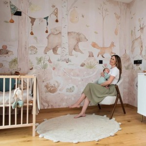 MALUMI - TAPETA DLA DZIECKA Z LEŚNYMI ZWIERZĄTKAMI MINI ZOO GREEN