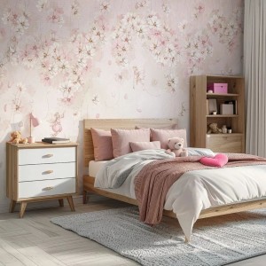 MALUMI - TAPETA DLA DZIEWCZYNKI Z WRÓŻKAMI WŚRÓD KWIATÓW DAPHNE ROSE