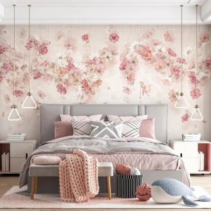 MALUMI - TAPETA DLA DZIEWCZYNKI Z WRÓŻKAMI WŚRÓD KWIATÓW DAPHNE PINK
