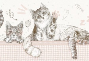 MALUMI KITTIES BEIGE - PRÓBKA TAPETY  