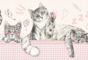 MALUMI KITTIES PINK - PRÓBKA TAPETY 