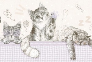 MALUMI KITTIES PURPLE- PRÓBKA TAPETY 