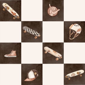 DEKORILLO - TAPETA DLA DZIECKA SKATE SZACHOWNICA