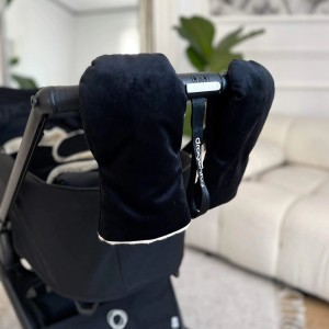 BABYLY - WEŁNIANE WODOODPORNE RĘKAWICE DO WÓZKA CZARNE