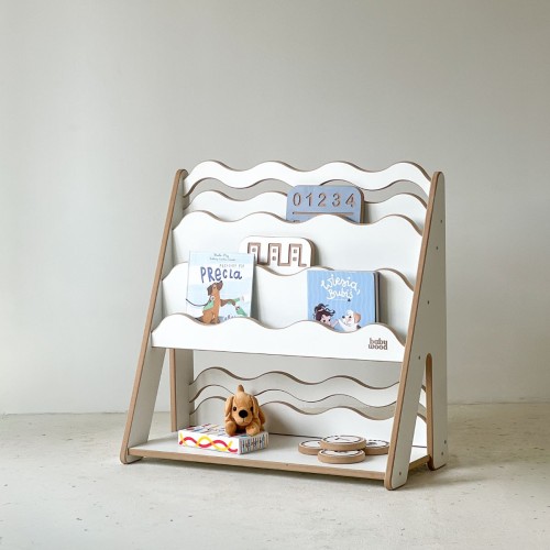 regał drewniany montessori na ksiązeczki