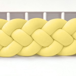 SUPEŁKOWE LOVE - OCHRANIACZ DO ŁÓŻECZKA WARKOCZ 4 PASMOWY WELUROWY ŻÓŁTY