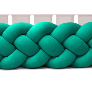 SUPEŁKOWE LOVE - OCHRANIACZ DO ŁÓŻECZKA WARKOCZ 4 PASMOWY WELUROWY SZMARAGDOWY