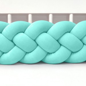 SUPEŁKOWE LOVE - OCHRANIACZ DO ŁÓŻECZKA WARKOCZ 4 PASMOWY WELUROWY LAZUROWY