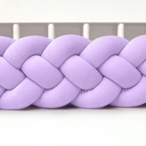 SUPEŁKOWE LOVE - OCHRANIACZ DO ŁÓŻECZKA WARKOCZ 4 PASMOWY WELUROWY LAWENDOWY