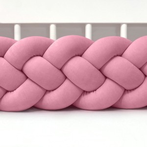 SUPEŁKOWE LOVE - OCHRANIACZ DO ŁÓŻECZKA WARKOCZ 4 PASMOWY WELUROWY INDYJSKI RÓŻ