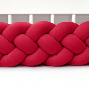 SUPEŁKOWE LOVE - OCHRANIACZ DO ŁÓŻECZKA WARKOCZ 4 PASMOWY WELUROWY CZERWONY