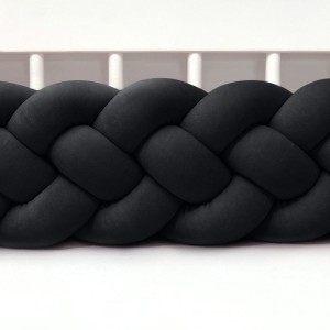 SUPEŁKOWE LOVE - OCHRANIACZ DO ŁÓŻECZKA WARKOCZ 4 PASMOWY WELUROWY CZARNY