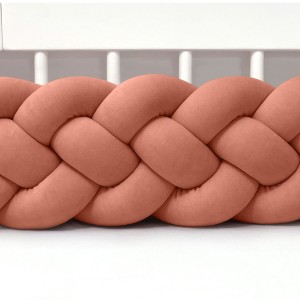 SUPEŁKOWE LOVE - OCHRANIACZ DO ŁÓŻECZKA WARKOCZ 4 PASMOWY WELUROWY CYNAMONOWY