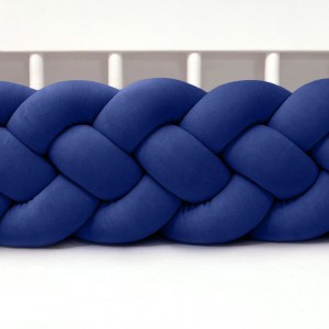 SUPEŁKOWE LOVE - OCHRANIACZ DO ŁÓŻECZKA WARKOCZ 4 PASMOWY WELUROWY GRANATOWY