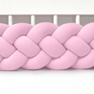 SUPEŁKOWE LOVE - OCHRANICZ DO ŁÓŻECZKA WARKOCZ 4 PASMOWY WELUROWY RÓŻOWY