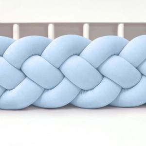 SUPEŁKOWE LOVE - OCHRANIACZ DO ŁÓŻECZKA WARKOCZ 4 PASMOWY WELUROWY BŁĘKITNY