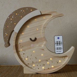 LITTLE LIGHTS - LAMPKA NOCNA DLA DZIECKA KSIĘŻYC CAPPUCCINO WOOD