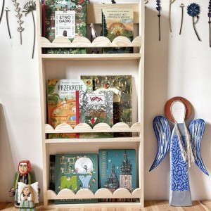 BAMBOOKO - DREWNIANA BIBLIOTECZKA SZEROKA Z FALBANKAMI
