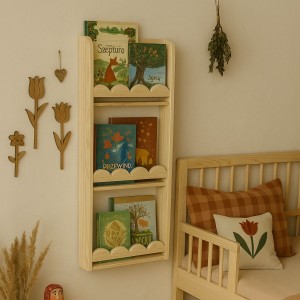 BAMBOOKO - DREWNIANA BIBLIOTECZKA WĄSKA Z FALBANKAMI