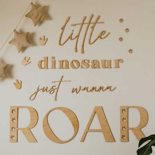 drewniany napis dla fana dinozaurów