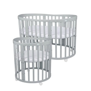 WALDIN - OWALNE ŁÓŻECZKO 7w1 Z MATERACEM SZARE