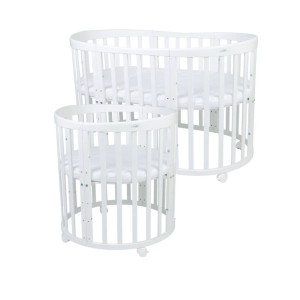 WALDIN - OWALNE ŁÓŻECZKO 7w1 Z MATERACEM BIAŁE