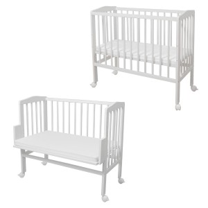 WALDIN - ŁÓŻECZKO DOSTAWNE 2W1 Z MATERACEM BIAŁE