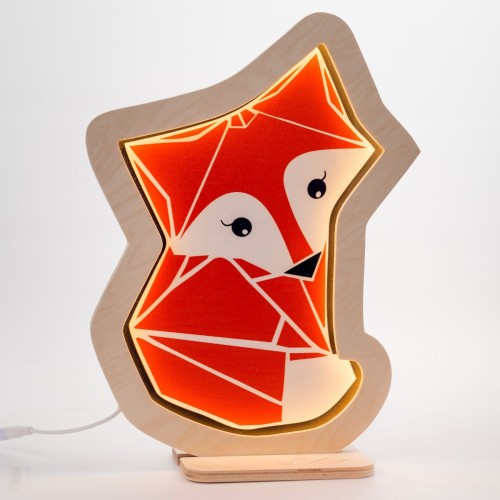 lampa nocna do pokoju dziecka ze sklejki lisek