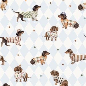 DEKORILLO TAPETA W PIESKI JAMNICZKI NIEBIESKIE ROMBY - PRÓBKA TAPETY 