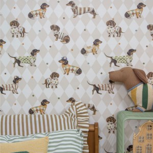 DEKORILLO - TAPETA DZIECIĘCA W PIESKI JAMNICZKI BEŻOWE ROMBY