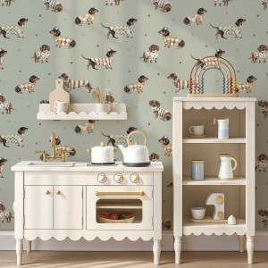 DEKORILLO - TAPETA DZIECIĘCA W PIESKI JAMNICZKI OLIWKOWA