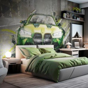 MALUMI - TAPETA DLA CHŁOPCA FAST CAR GREEN