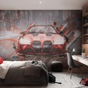 MALUMI - TAPETA DLA CHŁOPCA FAST CAR RED