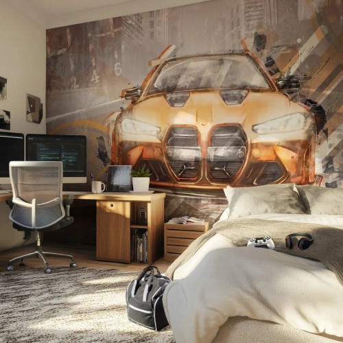 tapeta dla chłopca fast car orange.jpg