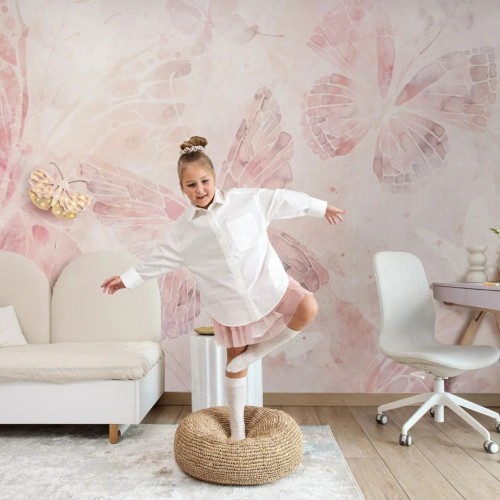 tapeta w różowe motyle do pokoju dziewczynki.jpg