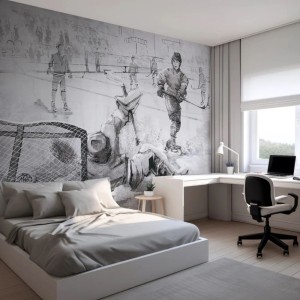 MALUMI - TAPETA DLA CHŁOPCA HOCKEY ICE GREY