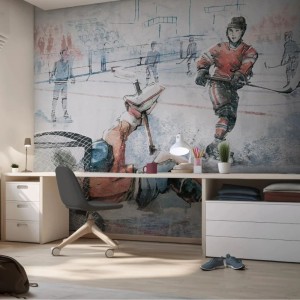 MALUMI - TAPETA DLA CHŁOPCA HOCKEY BLUE