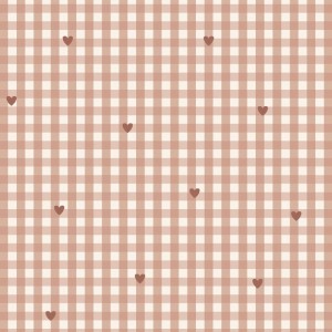 DEKORILLO TAPETA W KRATKĘ I SERCA TERRACOTA - PRÓBKA TAPETY 