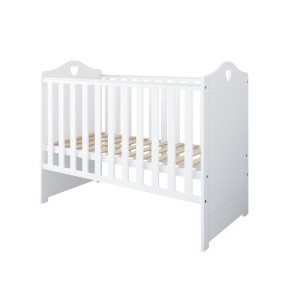 BIAŁE ŁÓŻECZKO DLA NIEMOWLAKA 120x60 cm Z SERDUSZKIEM BELLA 