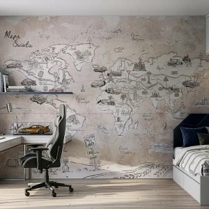MALUMI - TAPETA DLA DZIECKA TRIP MAP BEIGE