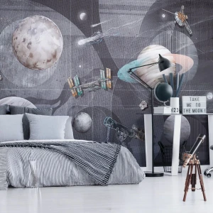 MALUMI - TAPETA DLA DZIECKA GALAKTYKA SPACE ZONE GREY